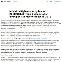 Industrial Cybersecurity Market 2020 Global Trend, Segmentation and Opportunities Forecast To 2030 — Teletype