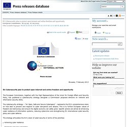 COMMUNIQUES DE PRESSE - Communiqué de presse - EU Cybersecurity plan to protect open internet and online freedom and opportunity