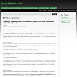 Bugs in Cyberspace Terms and Conditions page