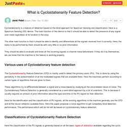 What is Cyclostationarity Feature Detection?