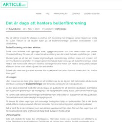 Det är dags att hantera bullerförorening