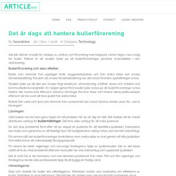 Det är dags att hantera bullerförorening