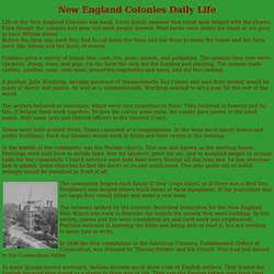 Daily Life of the New England Colonies