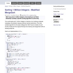 Sorting 1 Million Integers - Modified MergeSort