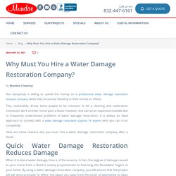 Why Must You Hire a Water Damage Restoration Company?