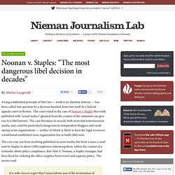 Noonan v. Staples: “The most dangerous libel decision in decades”