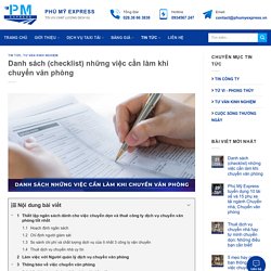 Danh sách (checklist) những việc cần làm khi chuyển văn phòng