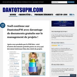 Noël continue sur DantotsuPM avec davantage de documents gratuits sur le management de projets
