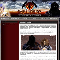 Dark World RPG - Character Flaws List