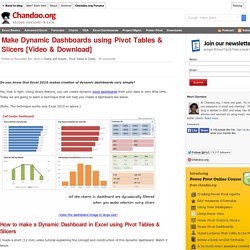 Make Dynamic Dashboards using Excel 2010 [Video Tutorial & FREE Download Workbook]