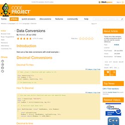 Data Conversions - CodeProject - Iceweasel