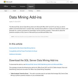 Data Mining Add-ins - Excel