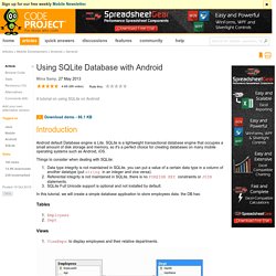 Using SQLite Database with Android
