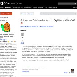 Split Access Database Backend on SkyDrive or Office 365