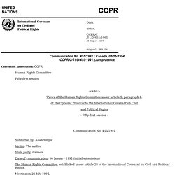 United Nations Human Rights Website - Treaty Bodies Database - Document - Jurisprudence - Canada