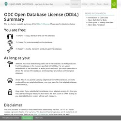 ODC Open Database License (ODbL) Summary
