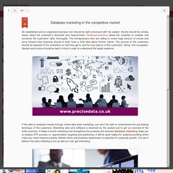 precise data: Database marketing in the competitive market