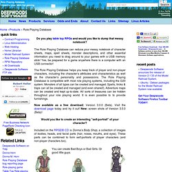 Deepwoods Software - Role Playing Database : Organize your table top gaming