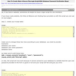 How To Create Make A Secure Php Login Script With Database Password Verification Mysql