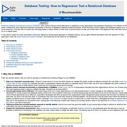 Database Testing: How to Regression Test a Relational Database