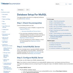 Database Setup For MySQL