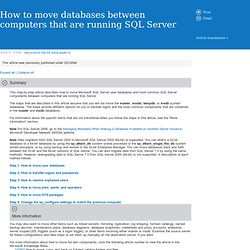 How to move databases between computers that are running SQL Server