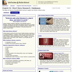 Databases - English IV: Short Story Research - LibGuides at Bullis School