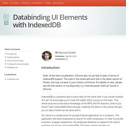 Databinding UI Elements with IndexedDB