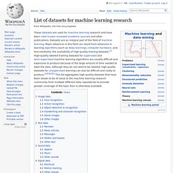 List of datasets for machine learning research - Wikipedia