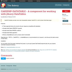 DATATABLE - A component for working with jQuery DataTables