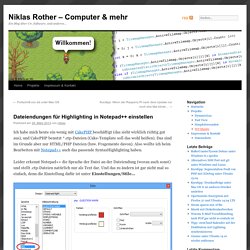 Dateiendungen für Highlighting in Notepad++ einstellen