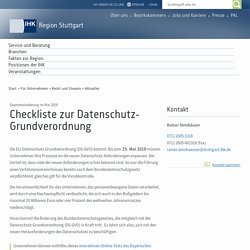 Checkliste zur Datenschutz-Grundverordnung - IHK Region Stuttgart