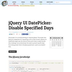 jQuery UI DatePicker: Disable Specified Days
