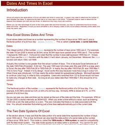 Dates And Times In Excel