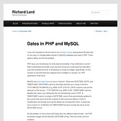 Dates in PHP and MySQL