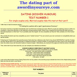 Dating Kosher Humour - test 1