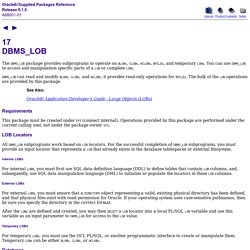 Oracle: DBMS_LOB - package to manage all aspects of BLOBS, etc.