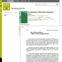 De l'Éducation à l'Éducation Permanente