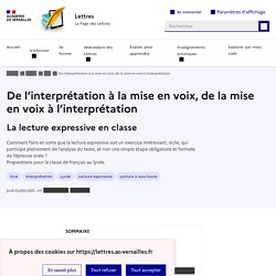 De l’interprétation à la mise en voix, de la mise en voix à l’interprétation - Lettres