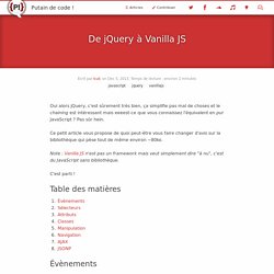 De jQuery à Vanilla JS