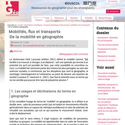 Mobilités, flux et transports