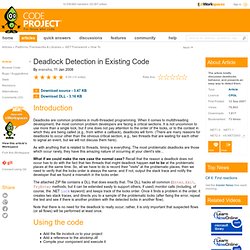 Deadlock Detection in Existing Code. Free source code and progra