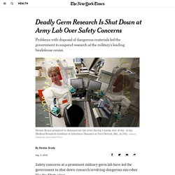 Deadly Germ Research Is Shut Down at Army Lab Over Safety Concerns