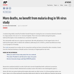 More deaths, no benefit from malaria drug in VA virus study