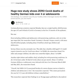 Huge new study shows ZERO Covid deaths of healthy German kids over 4 or adolescents