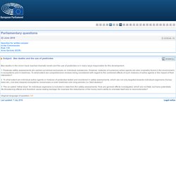 PARLEMENT EUROPEEN - Réponse à question E-005046-16 Bee deaths and the use of pesticides