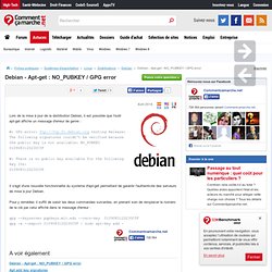 Debian - Apt-get : NO_PUBKEY / GPG error