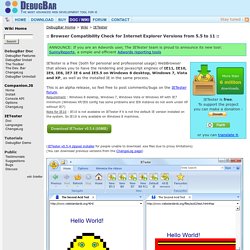 My DebugBar IETester - Browser Compatibility Check for Internet Explorer Versions from 5.5 to 10