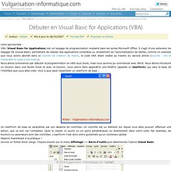Débuter en Visual Basic for Applications (VBA)