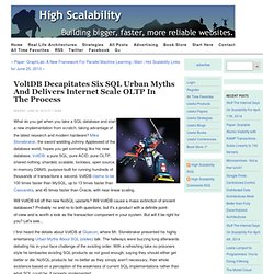 VoltDB Decapitates Six SQL Urban Myths and Delivers Internet Scale OLTP in the Process